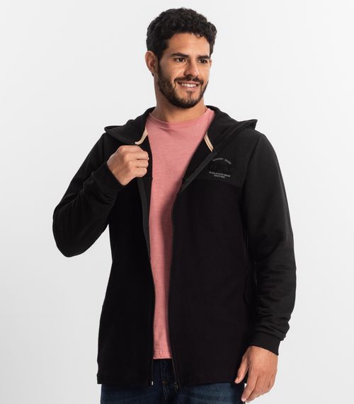 Jaqueta Masculina com Capuz Em Moletom Diametro Preto