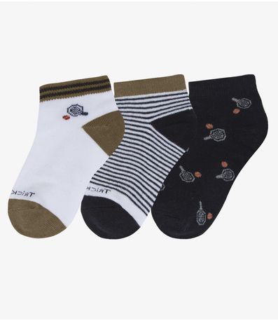 Kit 3 Pares De Meia Cano Curto Infantil Trick Nick Azul