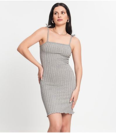 Vestido Curto Ribana canelada Select Cinza