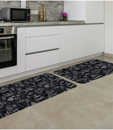 Jogo De Tapetes Para Cozinha Wevans Preto