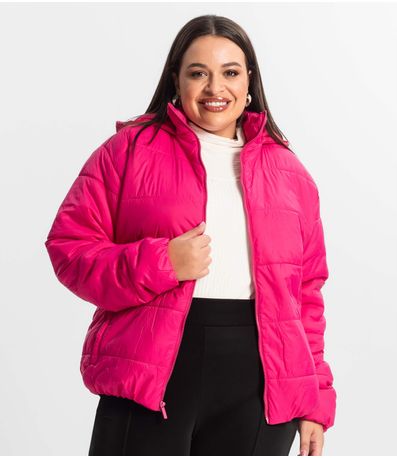 Jaqueta Com Capuz Feminina Plus Size Secret Glam Rosa