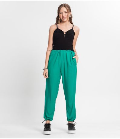 Calça Juvenil Feminina Em Sarja Minty Verde