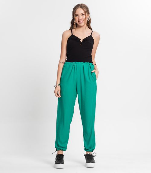 Calça Juvenil Feminina Em Sarja Minty Verde