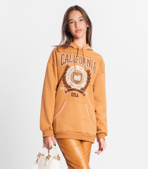 Blusão Juvenil Feminino Com Capuz Minty Marrom