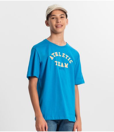 Camiseta Juvenil Masculina Em Meia Malha Minty Azul