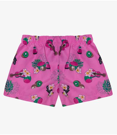 Shorts Feminina Tactel Estampado Rovitex Kids Rosa