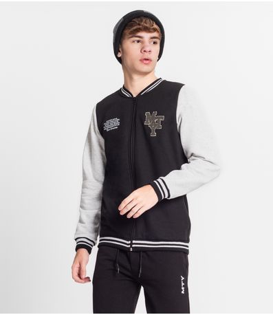 Jaqueta Juvenil Masculina Moletom Minty Preto