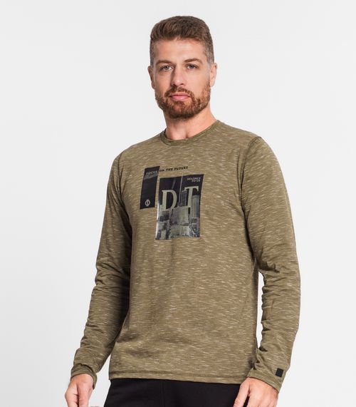 Camiseta Manga Longa Em Meia Malha Diametro Verde