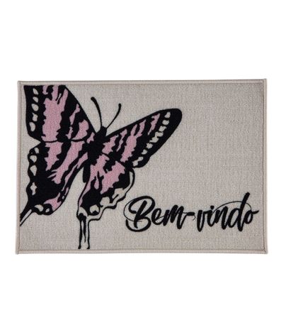 Capacho Bem-Vindo Estampado Corttex Cinza