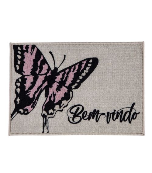 Capacho Bem-Vindo Estampado Corttex Cinza