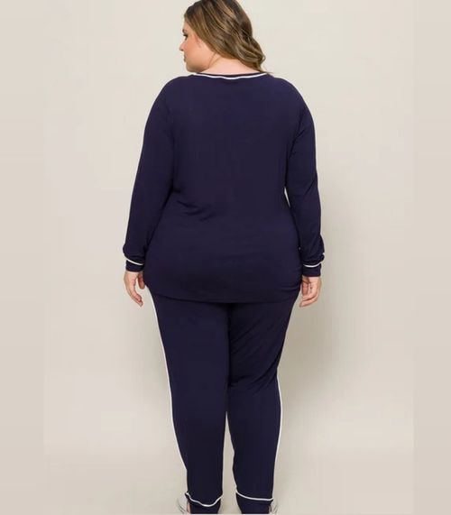 Pijama Feminino Manga Longa Evanilda Azul