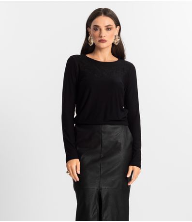 Blusa Feminino Manga Longa Endless Preto
