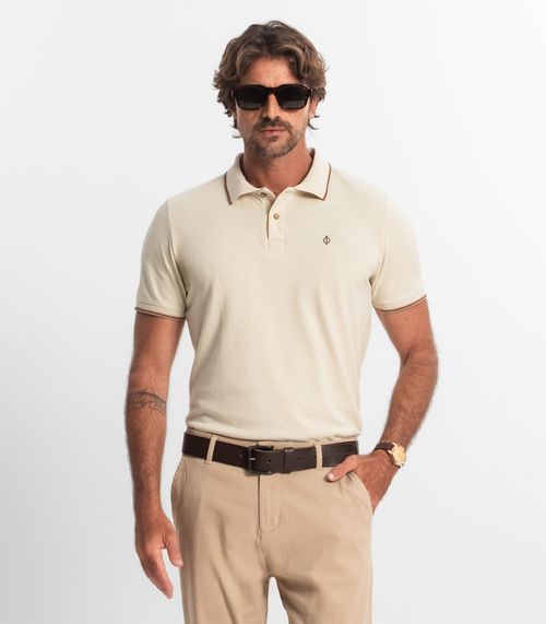 Camisa Polo Masculina Diametro Bege