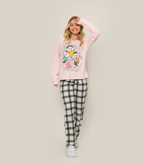 Pijama Manga Longa Turma Da Monica Evanilda Rosa