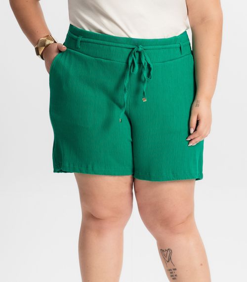 Shorts Plus Size Feminino em Moletinho Secret Glam Verde