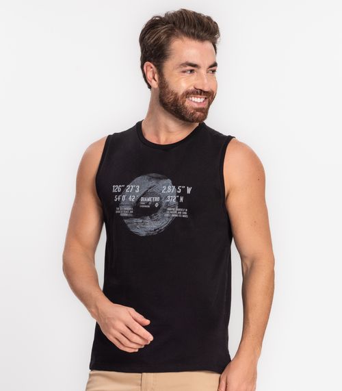Regata Masculina Em Meia Malha Diametro Preto
