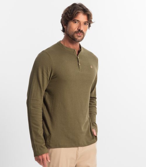 Camiseta Masculina Manga Longa Moletinho Diametro Verde