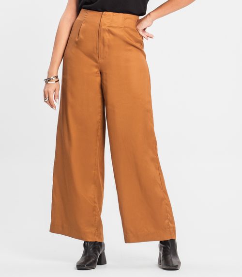 Calça Feminina Pantalona Em Sarja Endless Marrom