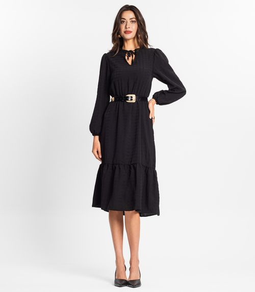 Vestido Midi Feminino Manga Longa Endless Preto