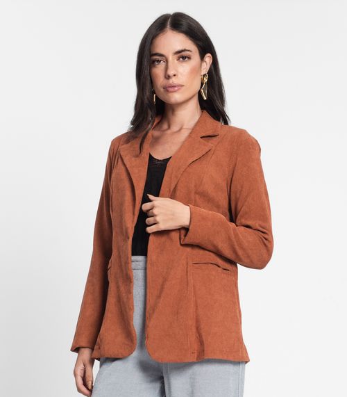 Blazer Feminino De Veludo Cotelê Misso Marrom