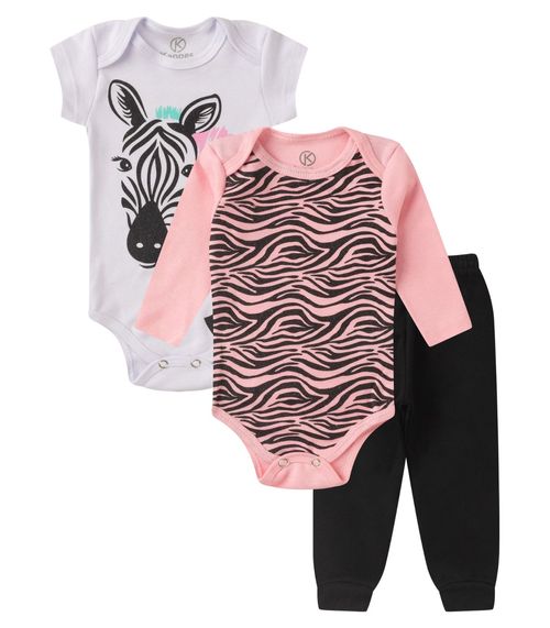 Kit Body Infantil Longo 3 Peças Kappes Rosa