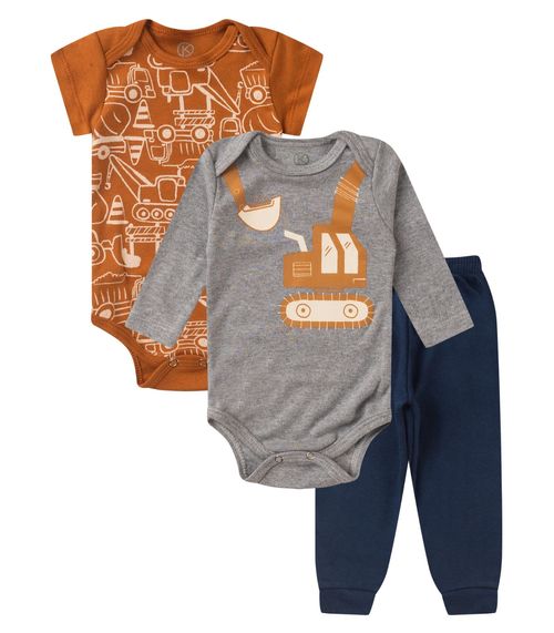Kit Body Infantil Longo 3 Peças Kappes Marrom