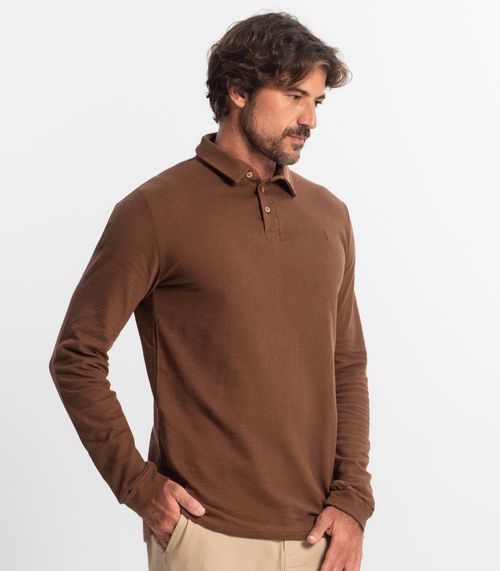 Polo Manga Longa Masculina Diametro Marrom
