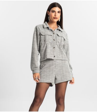 Shorts Feminino de Tweed Shine Endless Preto