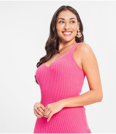 Vestido Feminino Com Fenda Tricot Select Rosa