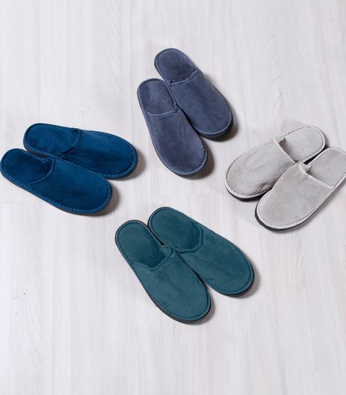 Pantufa Masculina Em Plush Bene Casa Azul