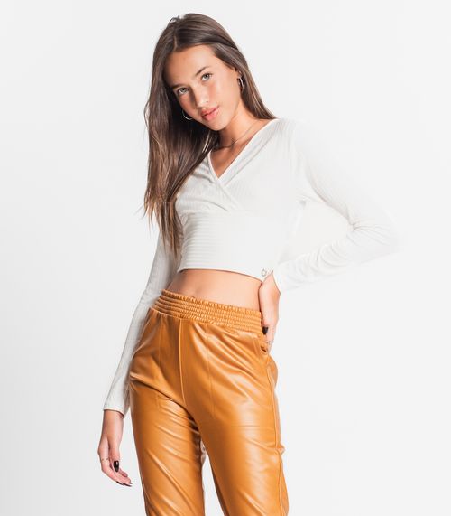 Blusa Juvenil Feminina Manga Longa Minty Bege