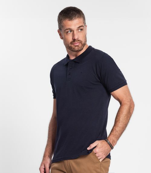 Camisa Polo Masculina Em Piquet Diametro Azul