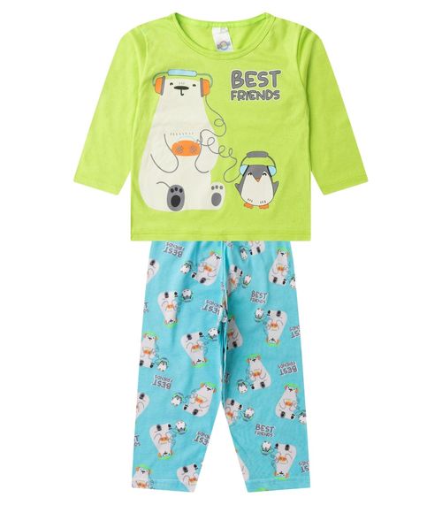 Pijama Menino Manga Longa Brilha No Escuro Kappes Verde
