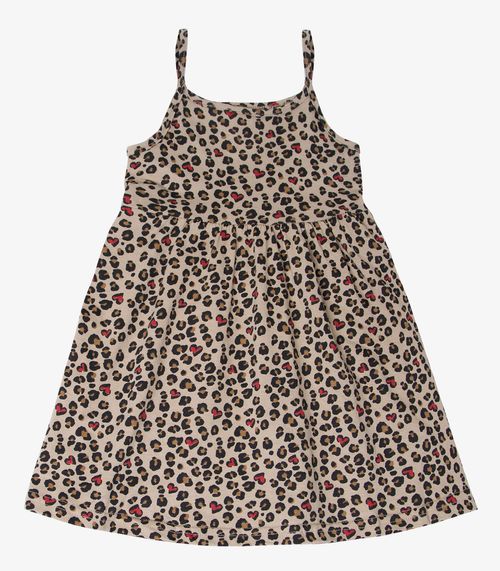 Vestido Infantil Estampado de Alcinha Bju Kids Marrom