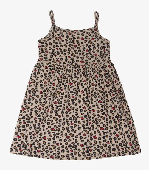 Vestido Infantil Estampado de Alcinha Bju Kids Marrom