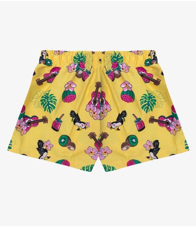 Shorts Feminina Tactel Estampado Rovitex Kids Amarelo
