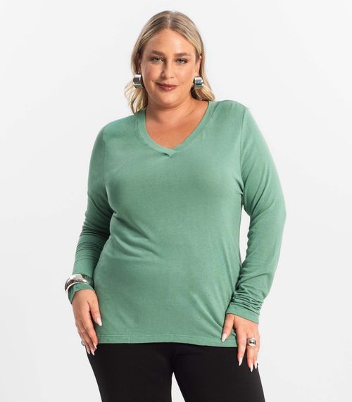 Blusa Manga Longa Visco Tricot Secret Glam Verde