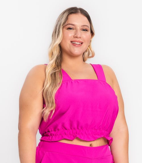 Regata Cropped Plus Size Neon Secret Glam Rosa