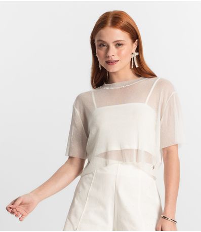 Blusa Com Sobreposição Juvenil Feminina Minty Bege