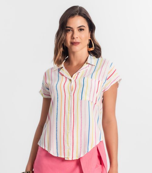 Camisa Feminina Manga Curta Select Off White