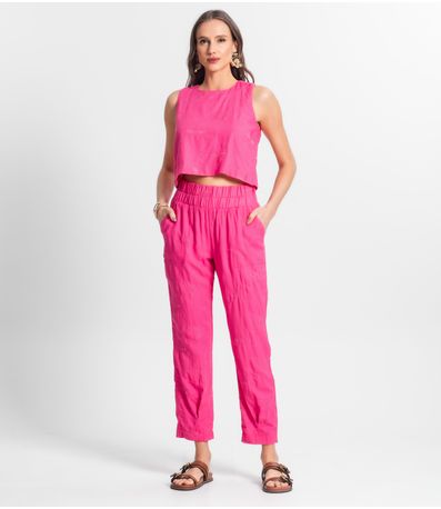 Calça De Linho Feminina Endless Rosa