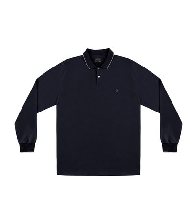 Camisa Polo Manga Longa Plus Size Diametro Preto