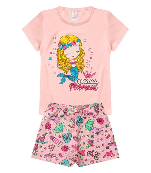 Pijama Infantil Menina Brilha no Escuro Kappes Rosa
