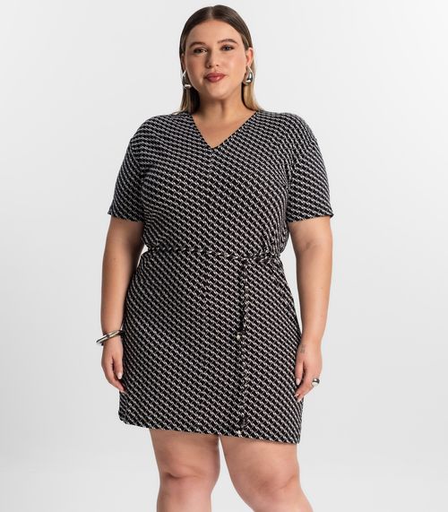 Vestido Curto Plus Size Secret Glam Preto