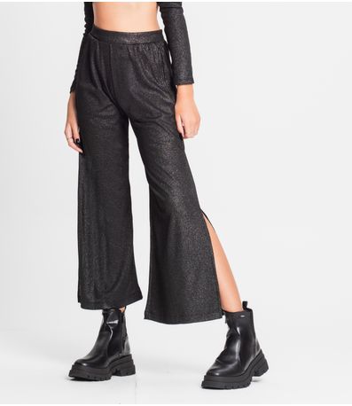 Calça Juvenil Feminina Em Ribana Canelada Minty Preto