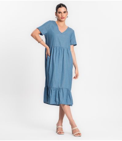Vestido Midi Feminino Rovitex Azul