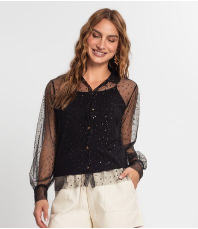 Camisa Manga Longa Com Blusa De Alça Endless Preto