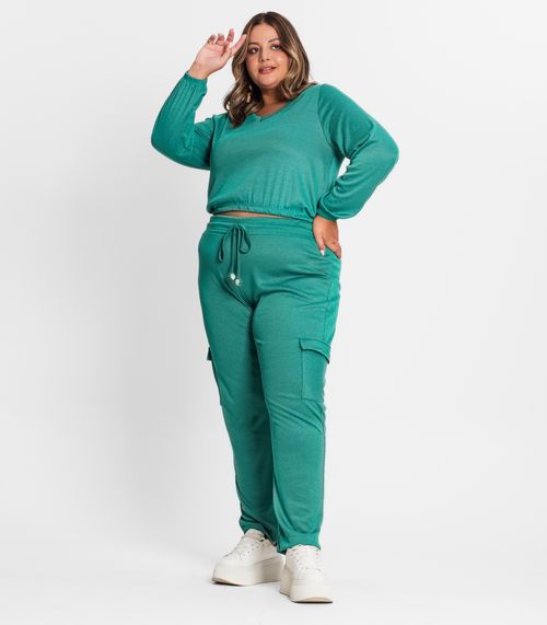 Blusão Feminino Plus Size Ribana Duo Secret Glam Verde