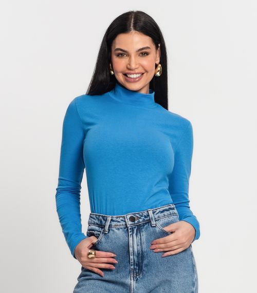 Blusa Básica De Cotton Feminina Kohmar Azul