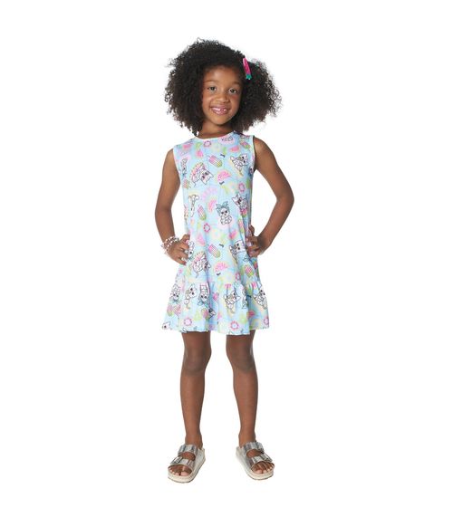 Vestido Infantil Feminino Estampado Viston Azul
